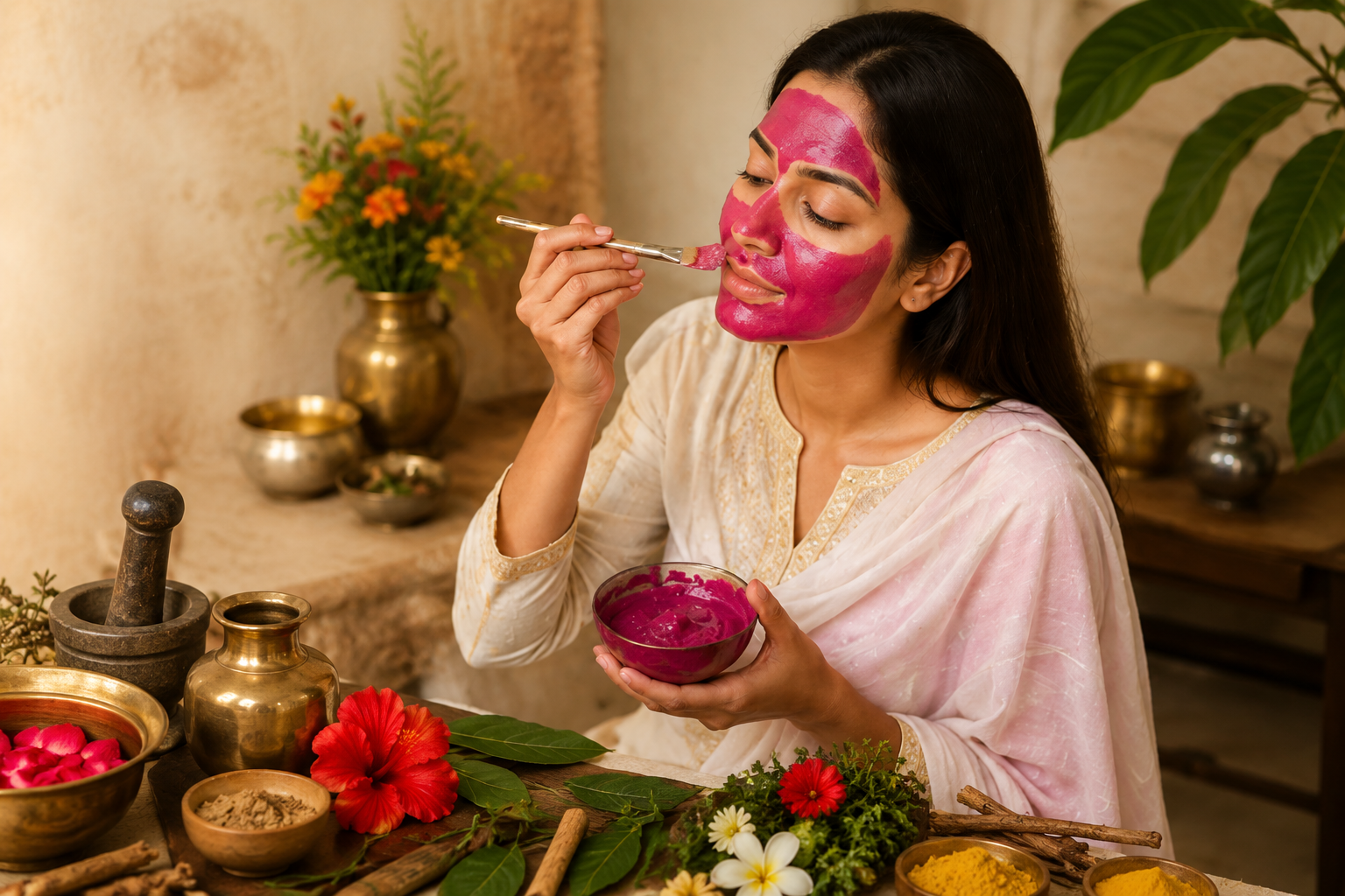 Natural skincare with glowing skin